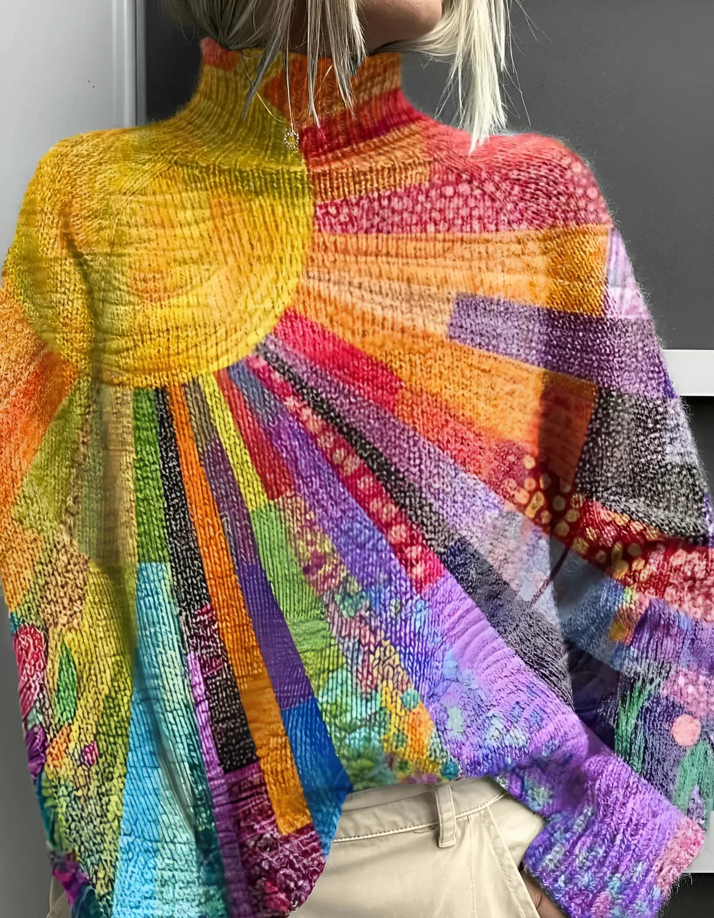 Lauren | Rainbow Sunburst Turtleneck