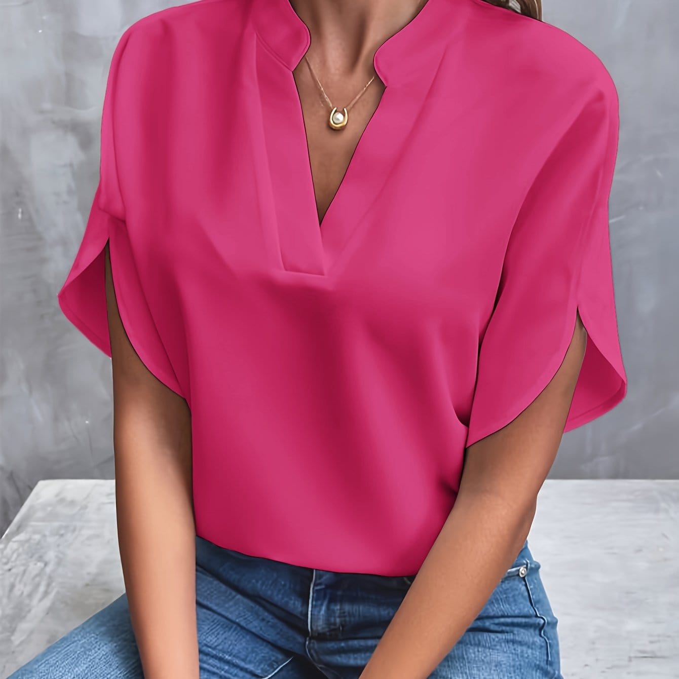 Monica | Classic V-Neck Blouse