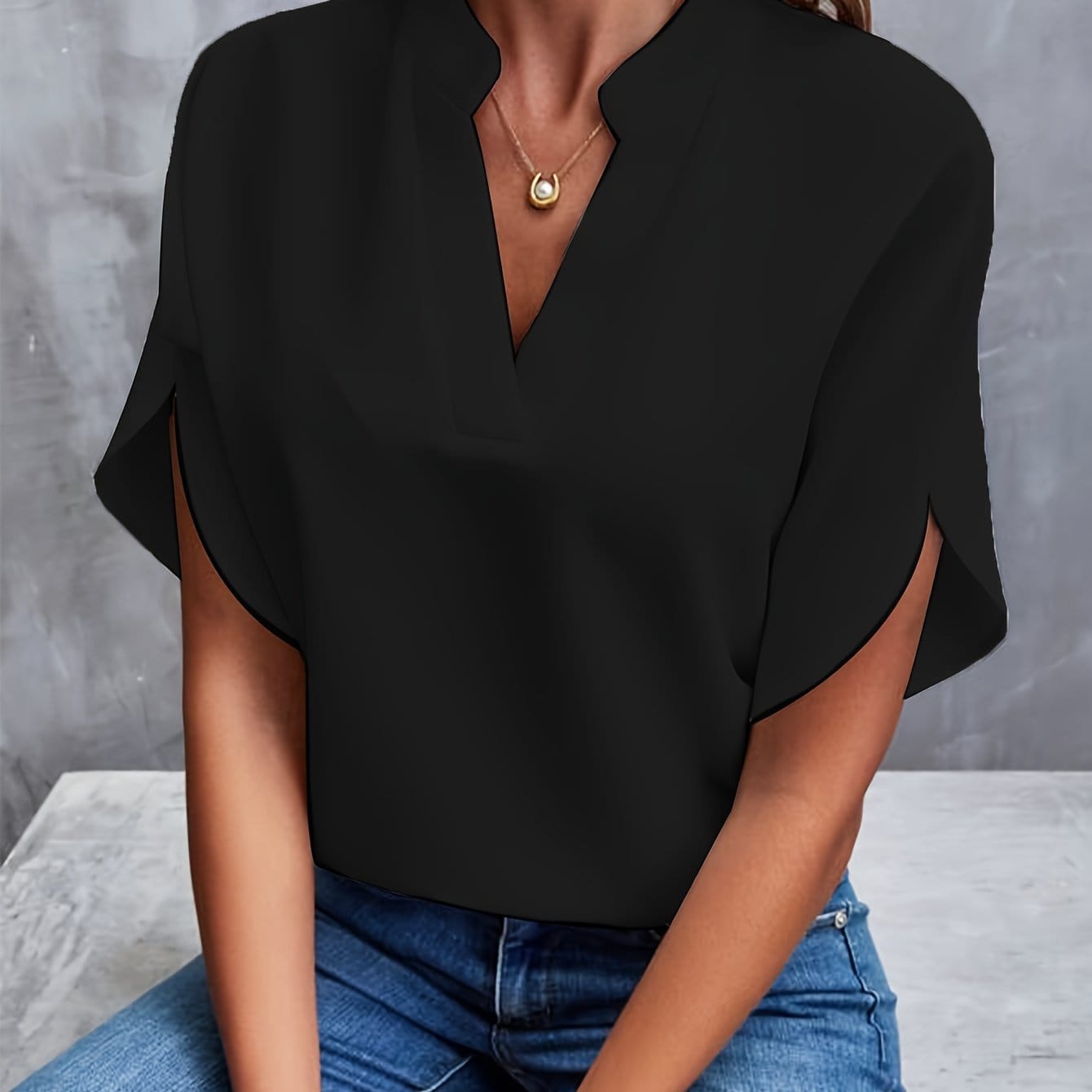 Monica | Classic V-Neck Blouse