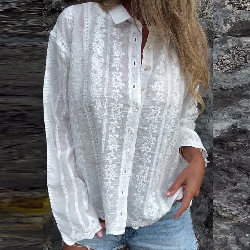 Hannah  | Embroidered Button-Up Blouse