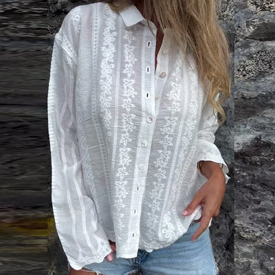 Hannah  | Embroidered Button-Up Blouse