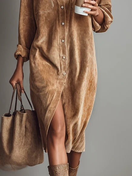 Camille | Effortless Corduroy Shirt Dress