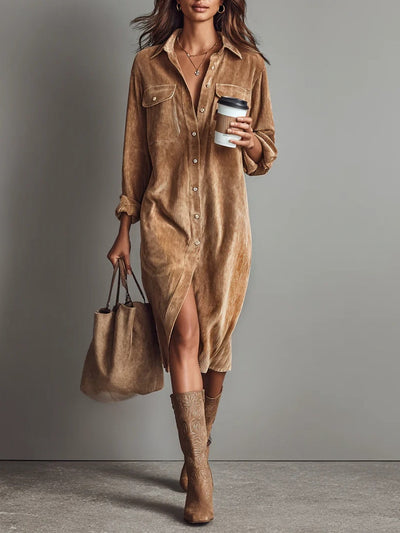 Camille | Effortless Corduroy Shirt Dress