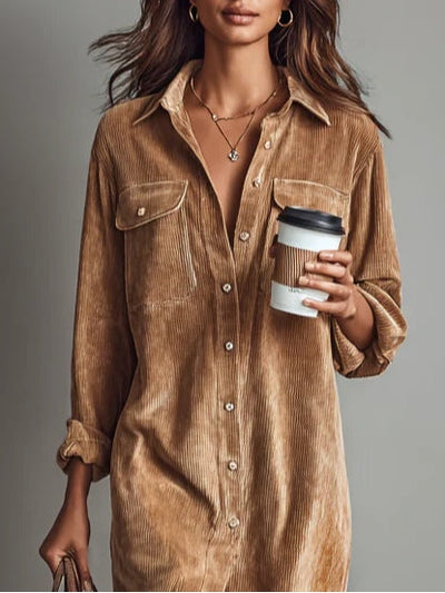 Camille | Effortless Corduroy Shirt Dress