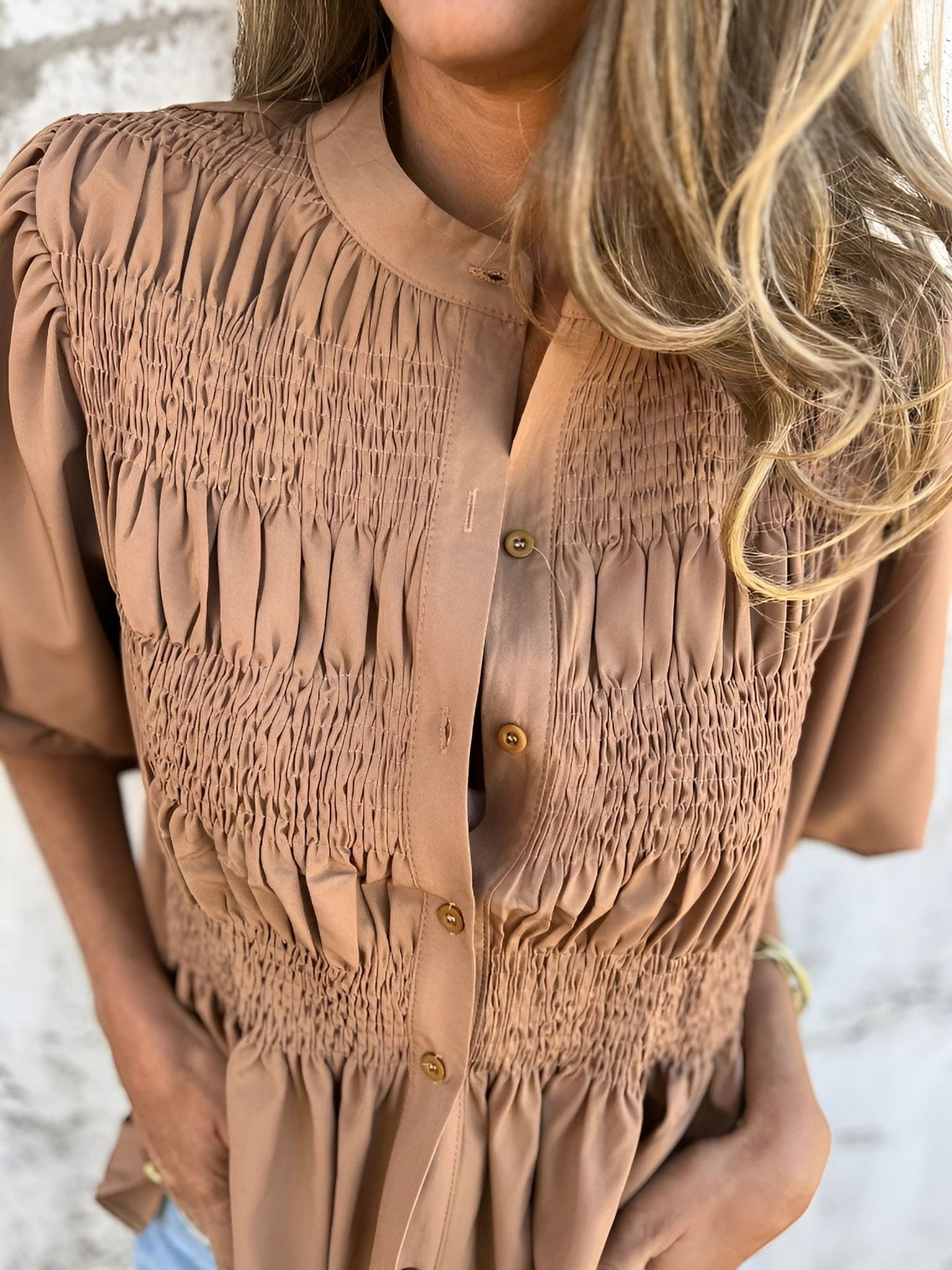 Helene | Smocked Peplum Blouse