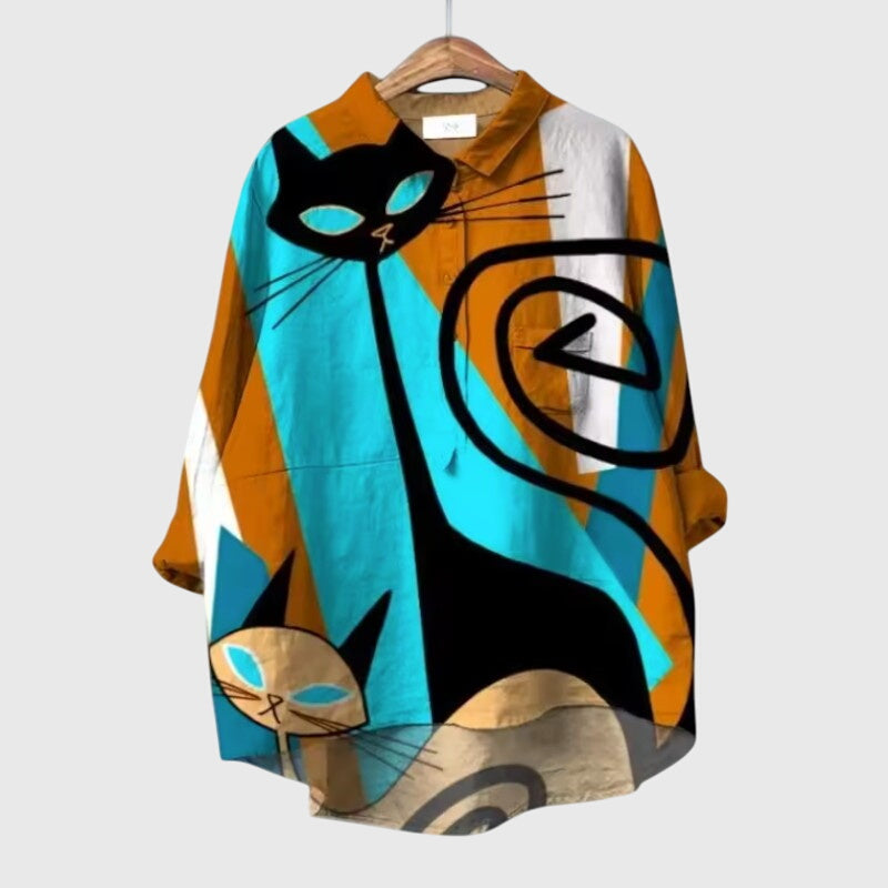 Hannah | Cat Print Blouse