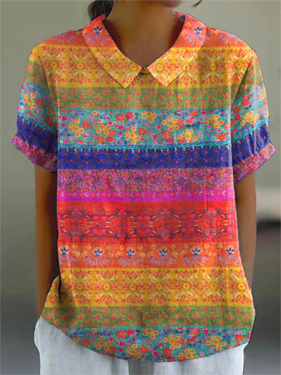 Lexie | Vibrant Floral Stripe Shirt