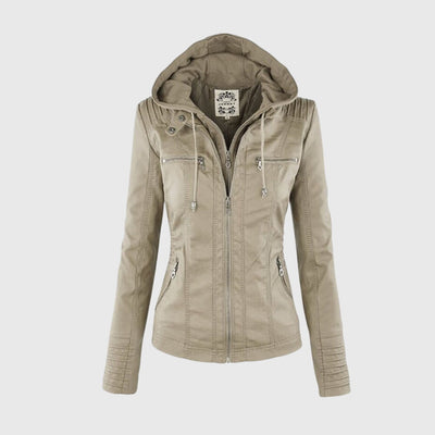 Nancy | Hooded Faux Leather Jacket
