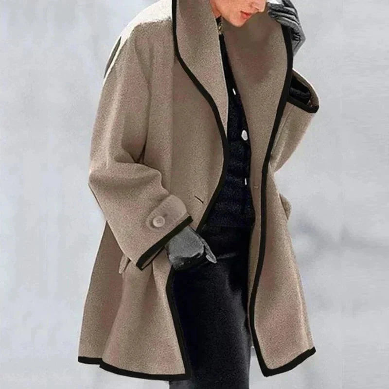 Casey | Contrast Trim Wool Coat