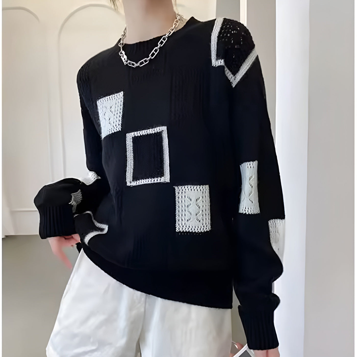 Suzanne | Geometric Knit Sweater