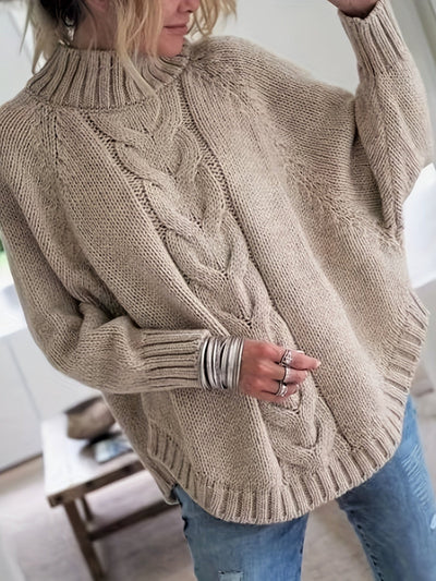 Tracey | Relaxed Cable Poncho Sweater