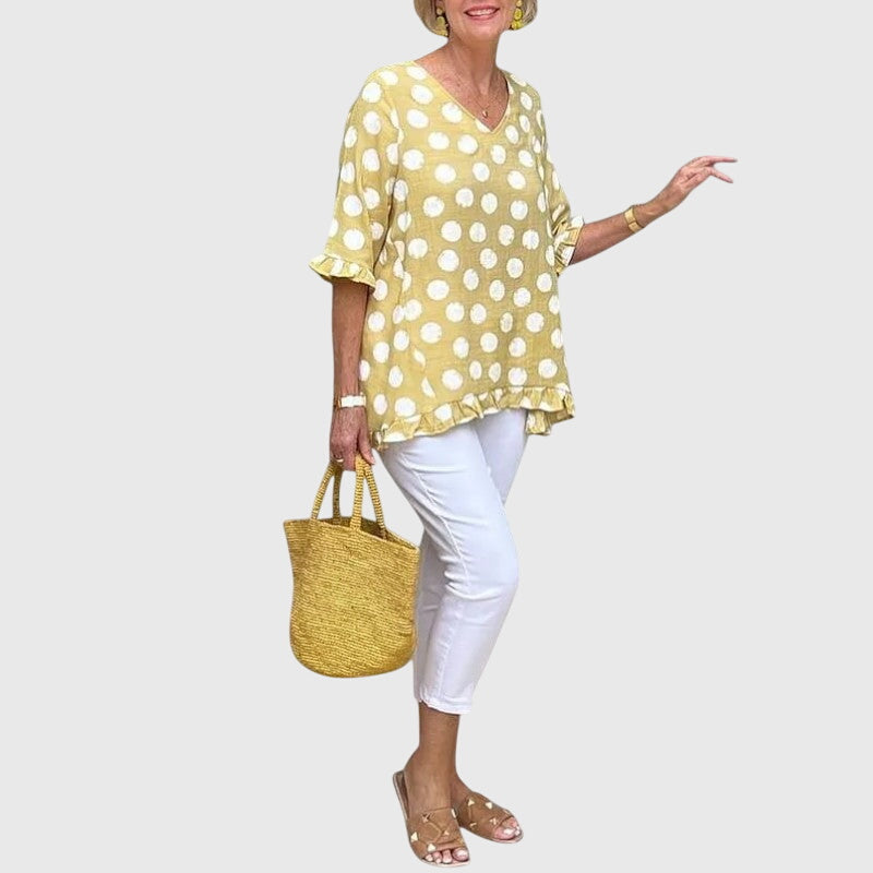 Diana | Polka Dot Ruffle Blouse