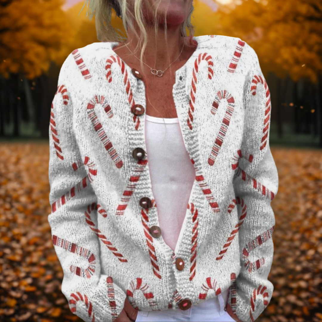 Holly | Candy Cane Cardigan