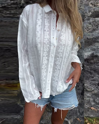 Hannah  | Embroidered Button-Up Blouse