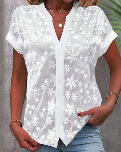 Celeste | Embroidered Lace Blouse