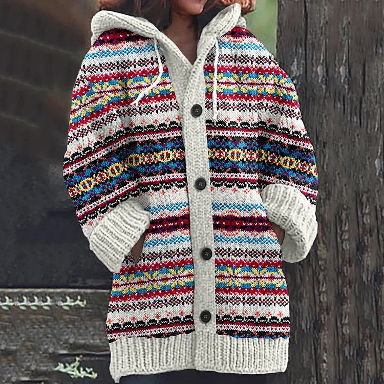 Karlee | Multicolor Nordic Hooded Cardigan
