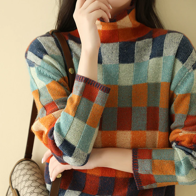 Phoebe | Colorblock Check Sweater