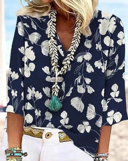 Maribel | Navy Floral Blouse