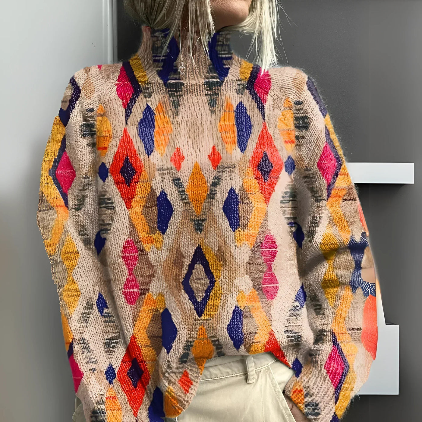 Brooklyn | Geometric Turtleneck Sweater