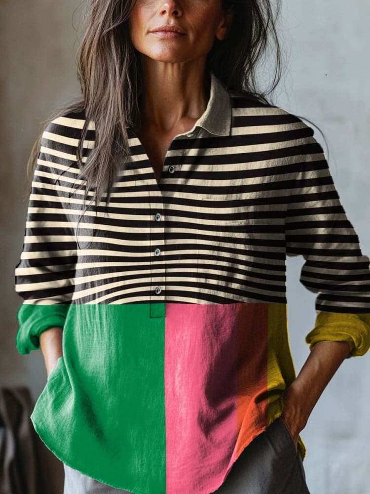 Sofie | Striped & Color-Blocked Blouse