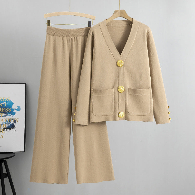 Kathleen | Elegant Knit Set with Gold Buttons