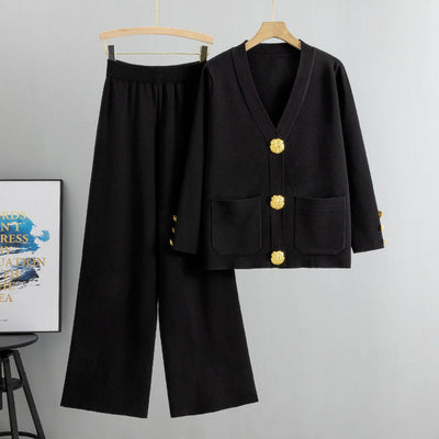 Kathleen | Elegant Knit Set with Gold Buttons