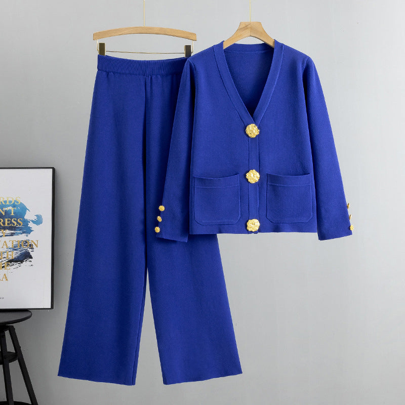 Kathleen | Elegant Knit Set with Gold Buttons